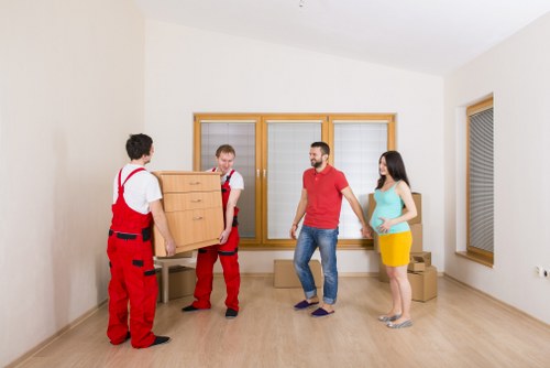 Packed boxes and furniture prepared for Richmond storage service